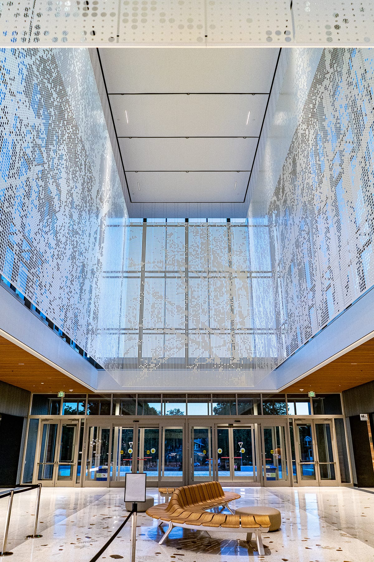 Scrim & glazing — commercial atrium