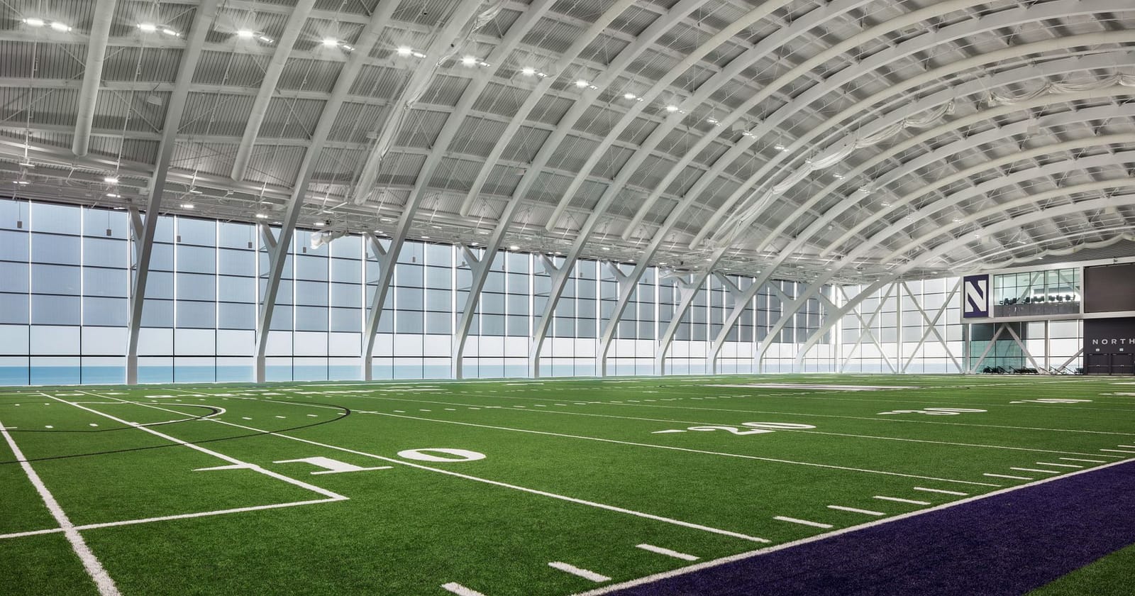 Large-span solar screens — athletic facility